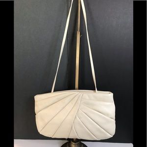 Vintage Brio Ecru Quilted Leather Shoulder/Clutch Handbag